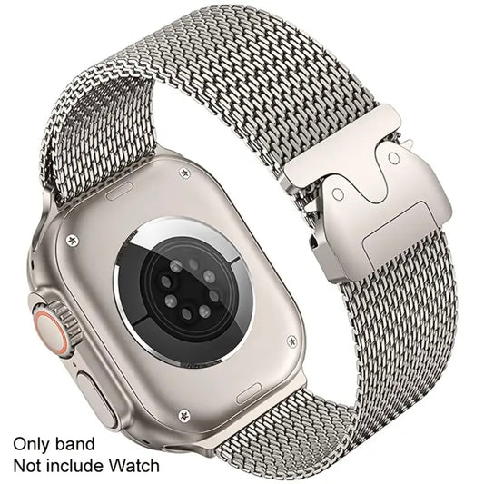 Milanese Mesh Loop for Apple Watch Bands 49mm 46mm 45mm 44mm 42mm for Men Women, Stainless Steel Mesh Loop with Parachute-style Buckle for iWatch Ultra 2 Series 10 9 8 7 6 SE 5 4 3